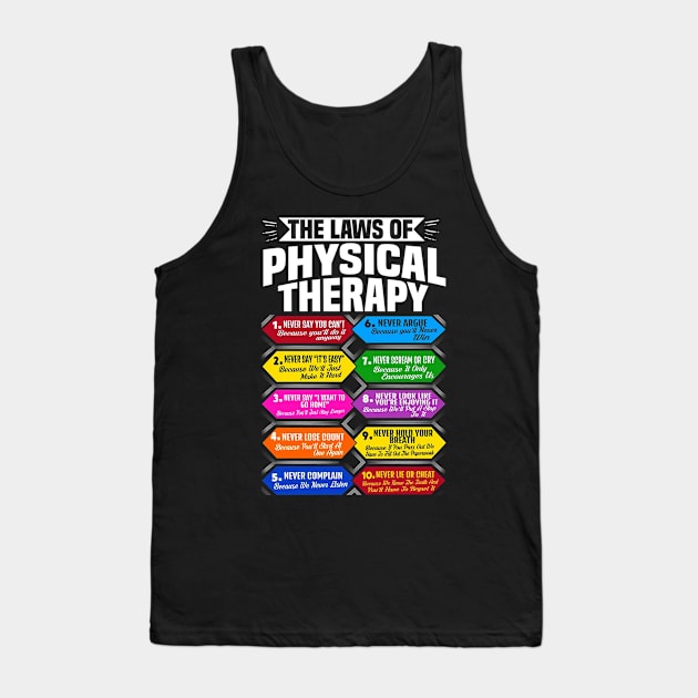 The Laws Of Physical Therapy Awesome Therapist Gift Tank Top by finchandrewf